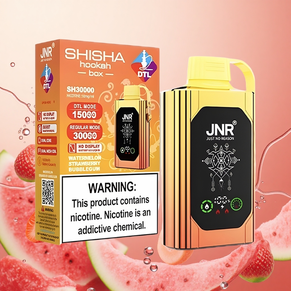 JNR Shisha Hookah Box 20500 Puffs 25ml Sandía Fresa Bubblegum Dual Mesh Coil