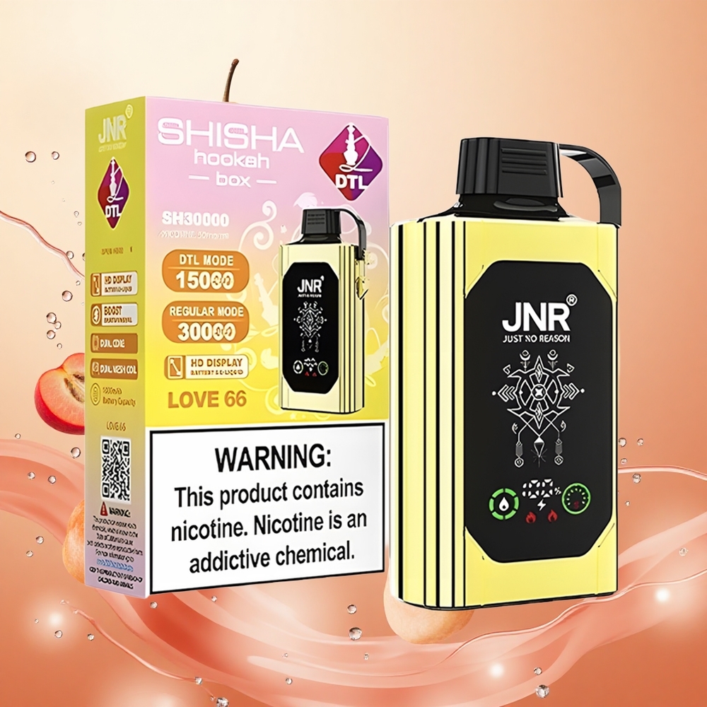 JNR Shisha Hookah Box 20500 Puffs Amor 66 con Pantalla HD y Doble Malla Dual Core