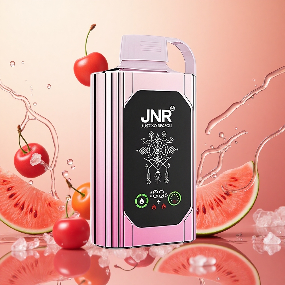 JNR Shisha Hookah Box 20500 Puffs Cereza Sandía Helada con Pantalla HD y Carga Rápida Tipo-C