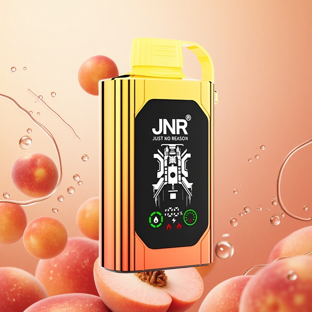 JNR Shisha Hookah Box 20500 Puffs Duradero 25ml Melocotones Jugosos Dual Mesh Coil