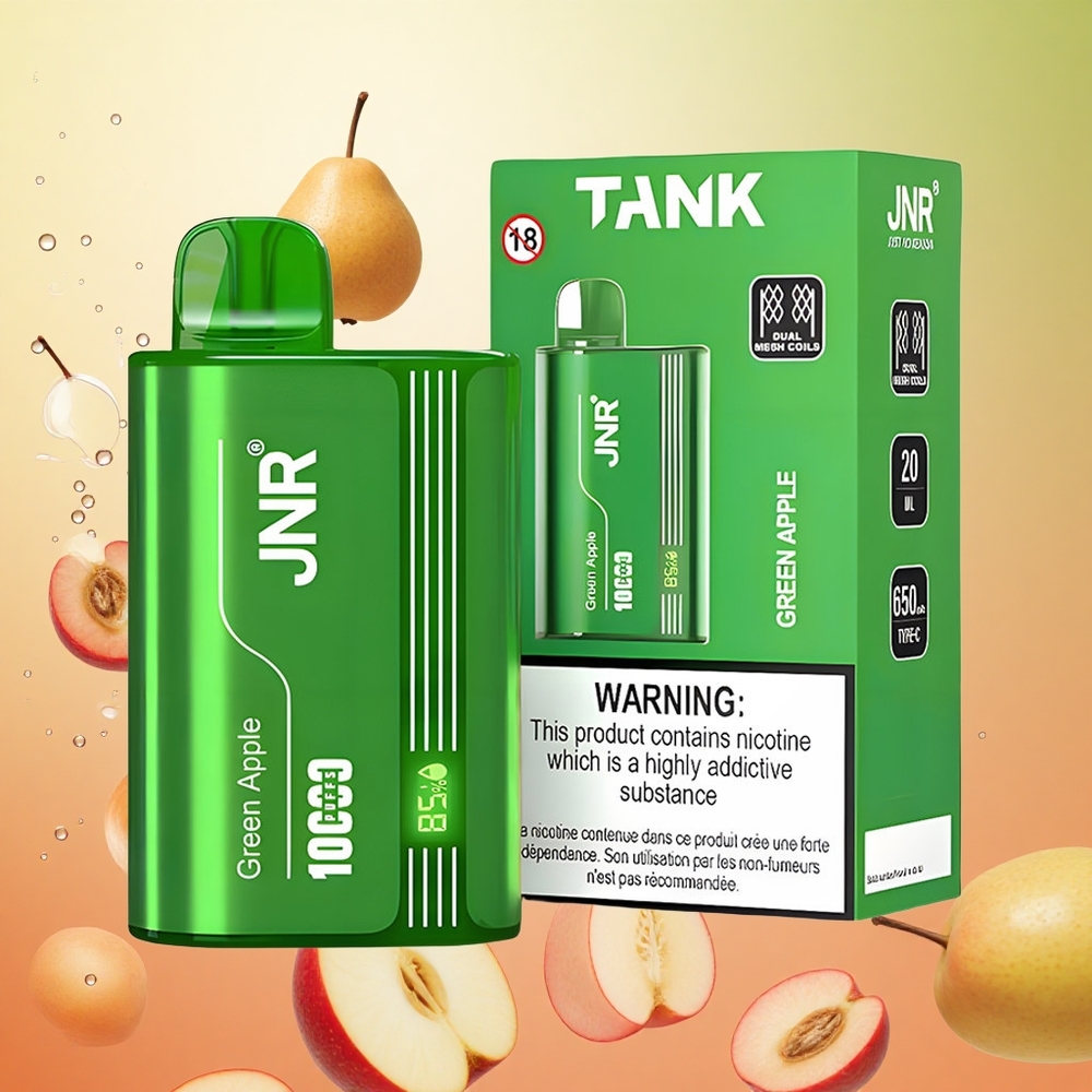 JNR Tank 10000 Puffs Manzana Verde Melocotón Pera Pantalla Digital Carga Rápida Tipo-C