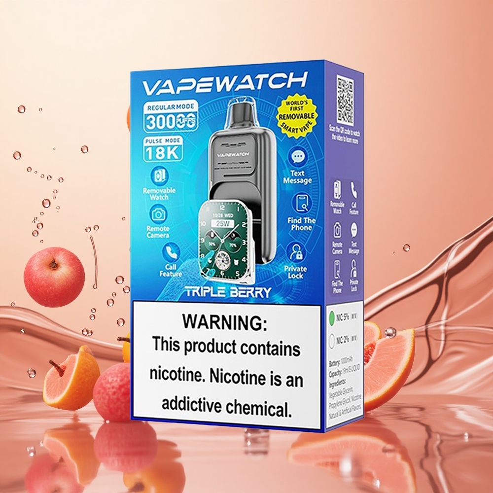 JNR Vape Watch 30000 Puffs 19mL Bayas Triples Carga Rápida Tipo-C