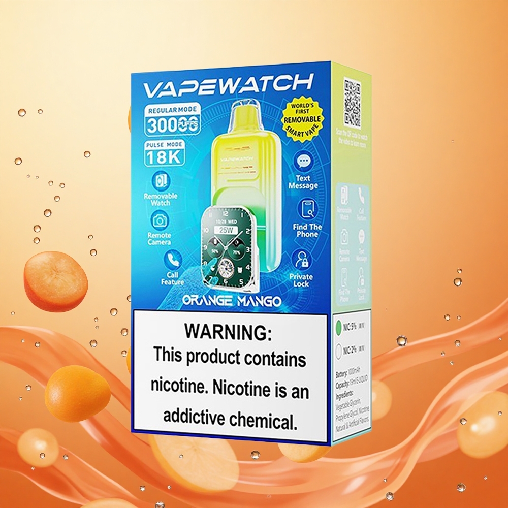 JNR Vape Watch 30000 Puffs 19mL Naranja Mango Dual Mesh Coil