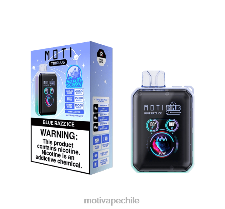 MOTI Triplus Vape desechable de 20k (5%, 20000 inhalaciones) hielo de uva FJ4604 Moti Vape Desechable Chile